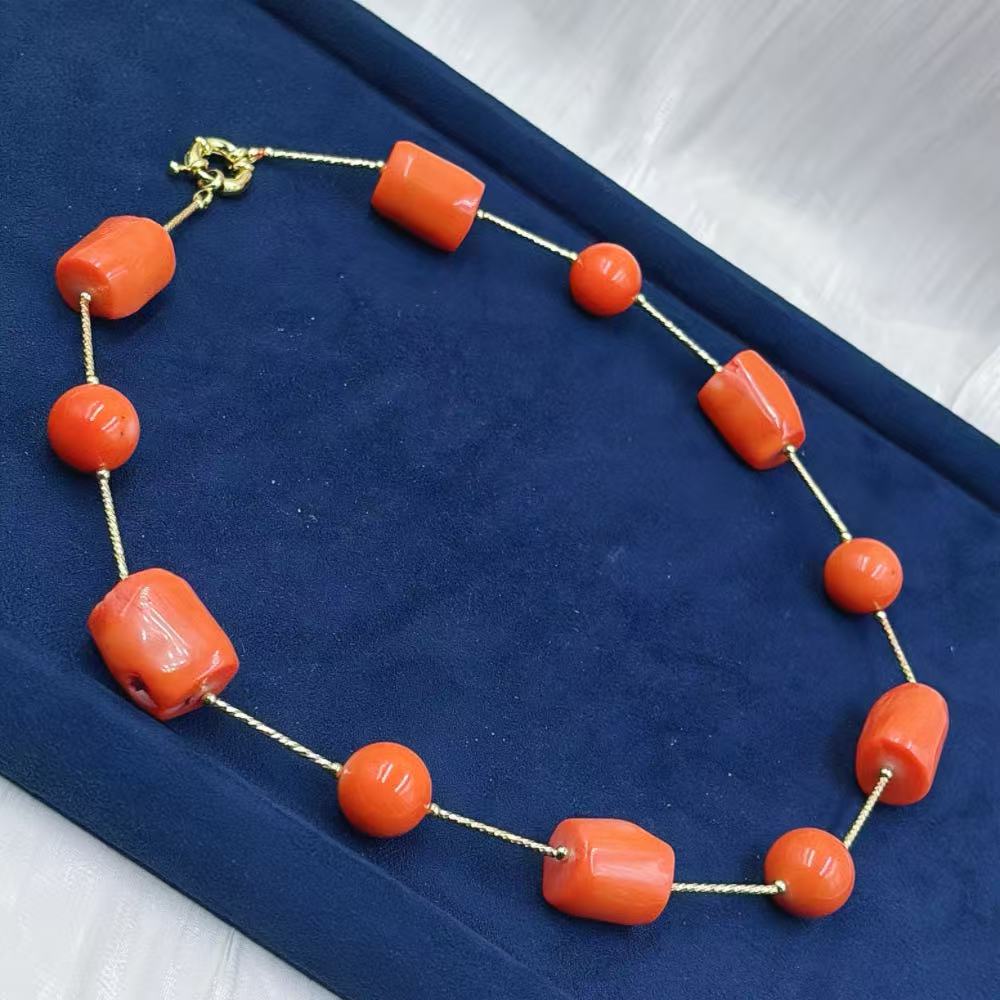 Freshwater Line - 12-16mm Orange Women Vintage Genuine Natural